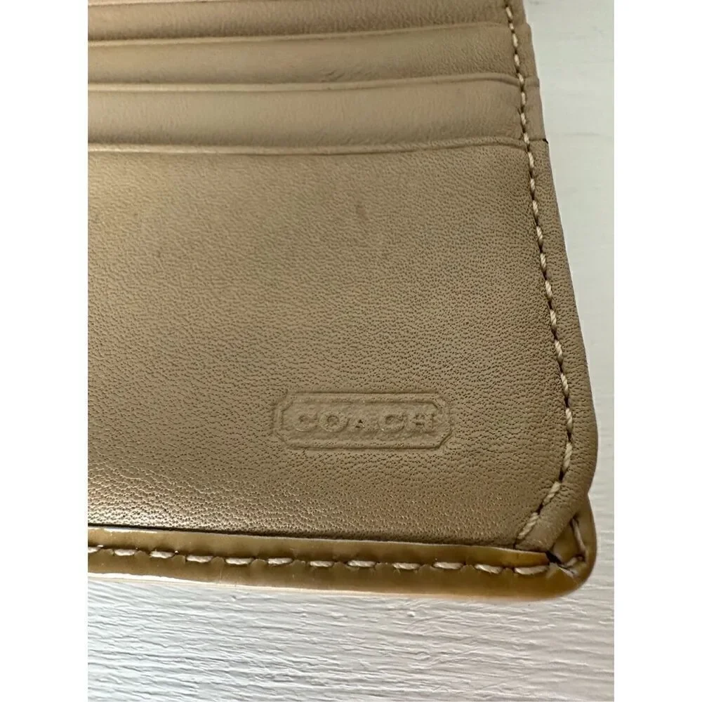 Coach patent leather camel tan women’s wallet size 8”x4”   #M-1371
